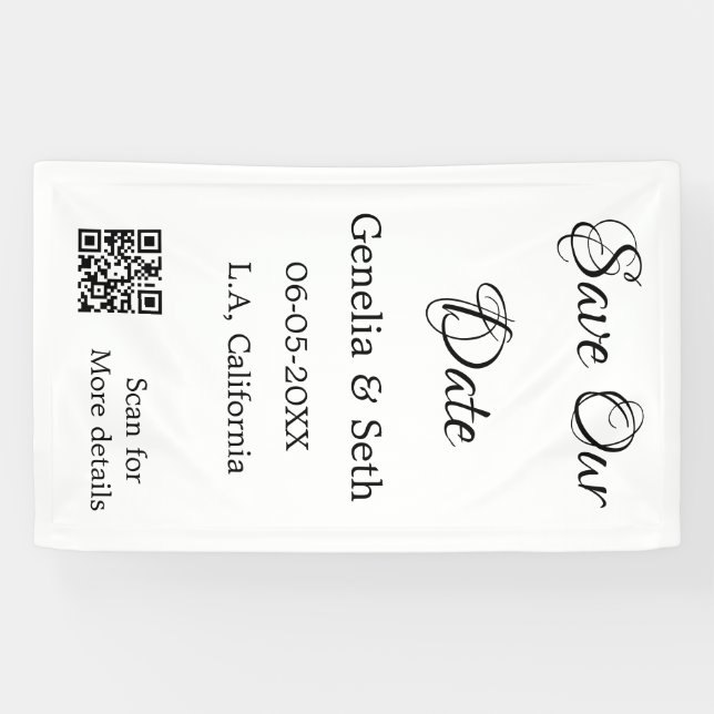 Save the Date einfache minimale QR-Scan-Codedetail Banner (Horizontal)