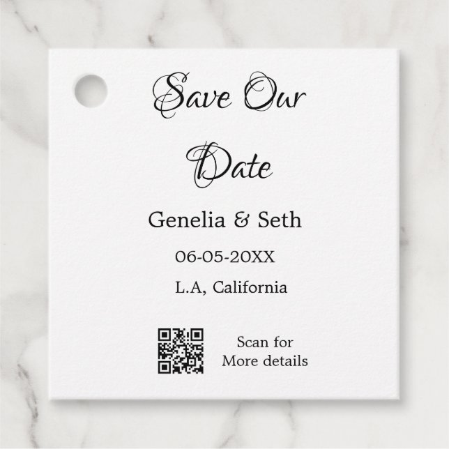 Save the Date einfache minimale QR-Scan-Codedetail Geschenkanhänger (Vorderseite)