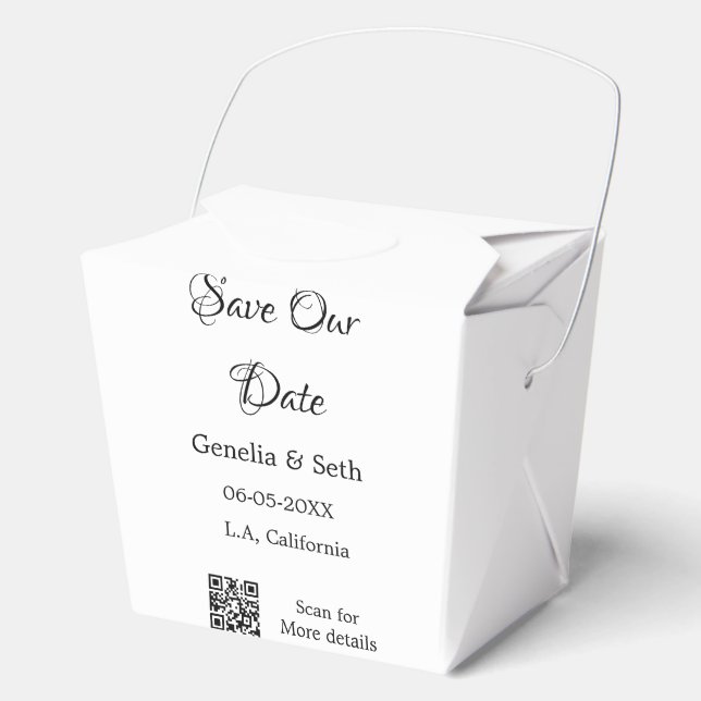 Save the Date einfache minimale QR-Scan-Codedetail Geschenkschachtel (Vorderseite)