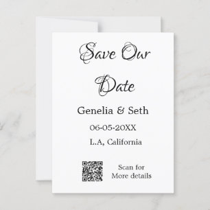 Save the Date einfache minimale QR-Scan-Codedetail Postkarte