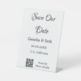 Save the Date einfache minimale QR-Scan-Codedetail Sockelschild