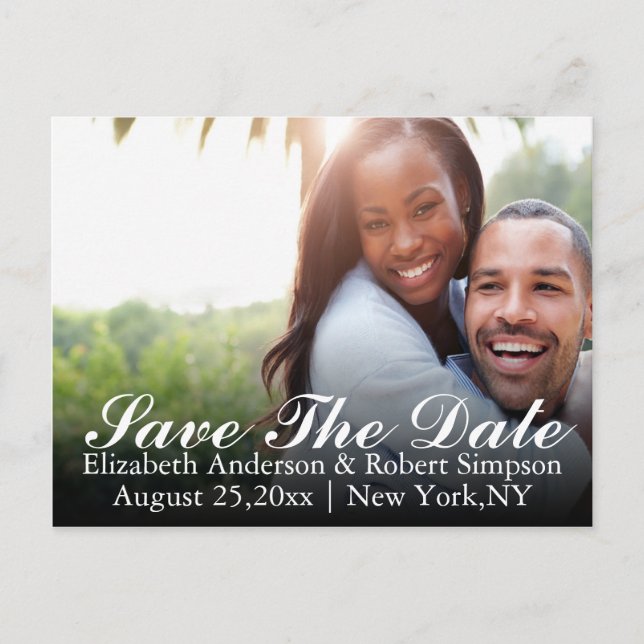 Save the Date Einfaches Foto Ankündigungspostkarte (Vorderseite)
