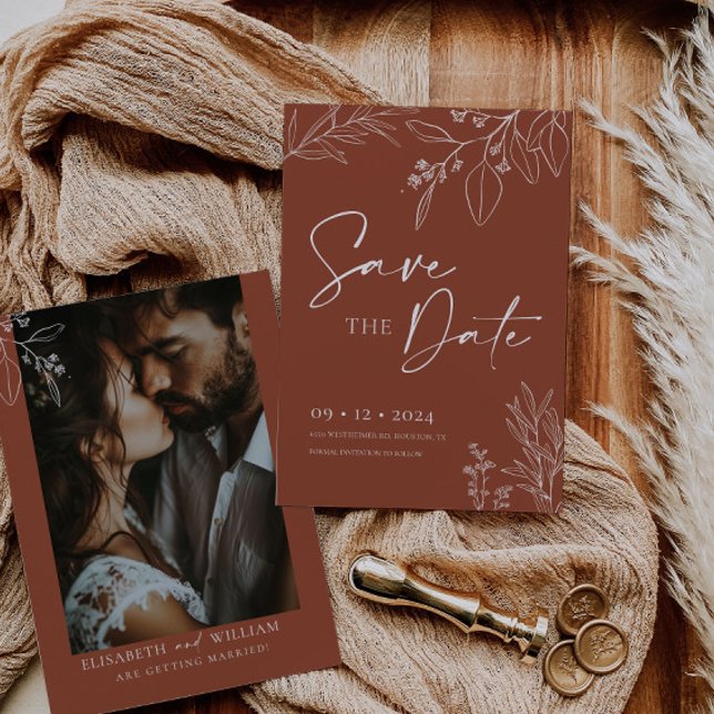 Save the Date Einladung Terracotta Floral (Von Creator hochgeladen)
