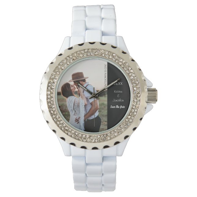 Save the Date Einzigartiges modernes Foto für Hoch Armbanduhr (Vorderseite)