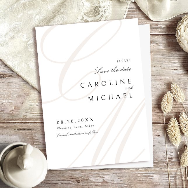 Save The Date Élégance Classique Script Monogramme Enregistrer L (Classic Elegance Script Monogram Save The Date)