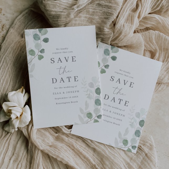 Save The Date Élégance de la feuille verte Mariage (Créateur téléchargé)