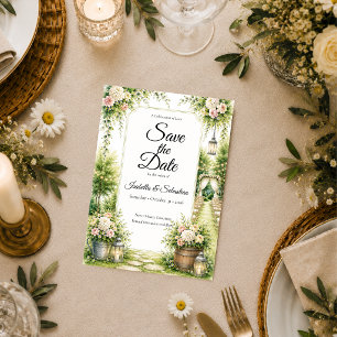 Save The Date Élégance de mariage romantique dans un jardin secr