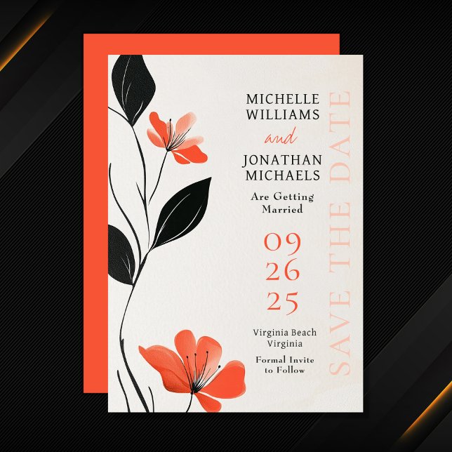 Save The Date Élégance florale moderne avec Mariage de fleurs au (Modern Floral Elegance with Bold Blooms Wedding Save The Date)