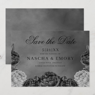 Save The Date Élégance Gothique Gris Monochrome Rose Enregistrer