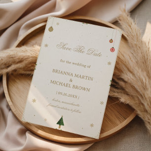 Save The Date Élégance hivernale minimaliste dorée des Fêtes