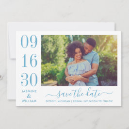 Save The Date Elégance moderne Dusty Blue Mariage photo