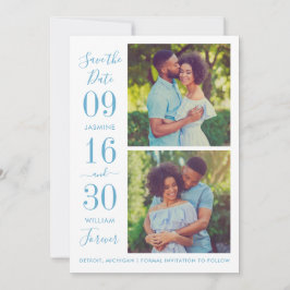 Save The Date Elégance moderne Dusty Blue Mariage photo