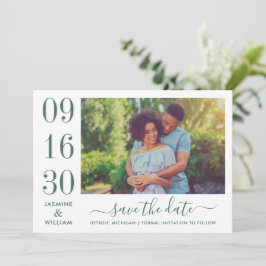 Save The Date Elegance moderne Emerald Green Mariage photo