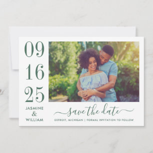 Save The Date Elegance moderne Emerald Green Mariage photo