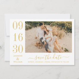 Save The Date Élégance Moderne Photo de Mariage en Or