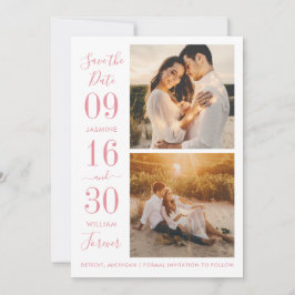 Save The Date Élégance Moderne Rose Photo de Mariage