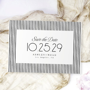 Save The Date Élégance rayée noir et blanc Mariage classe