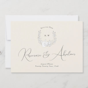 Save The Date Élégance subtile photo Monogramme de couronne cl