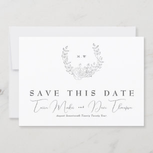 Save The Date Élégance subtile photo Monogramme de couronne cl