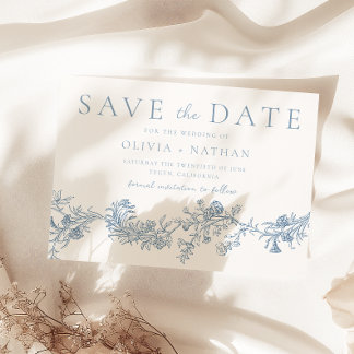 Save The Date Élégance vintage : Mariage floral classique