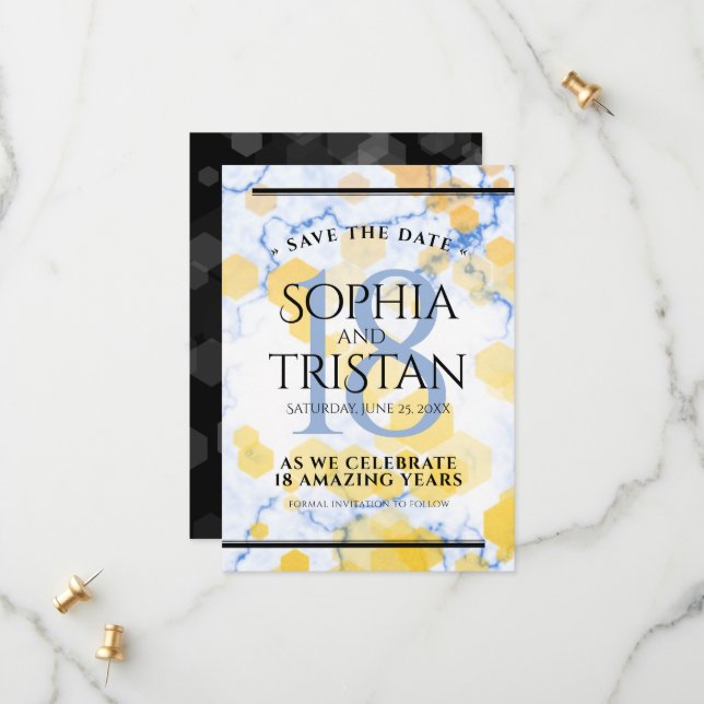 Save The Date Élégant 18ème anniversaire de Mariage de porcelain (Devant/Arrière en situation)