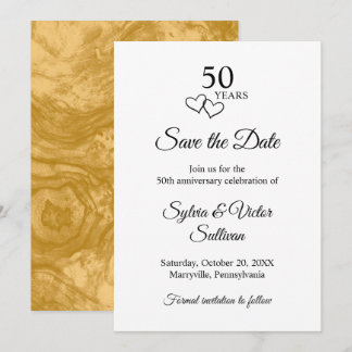 Save The Date Élégant 50e anniversaire de mariage noir et blanc