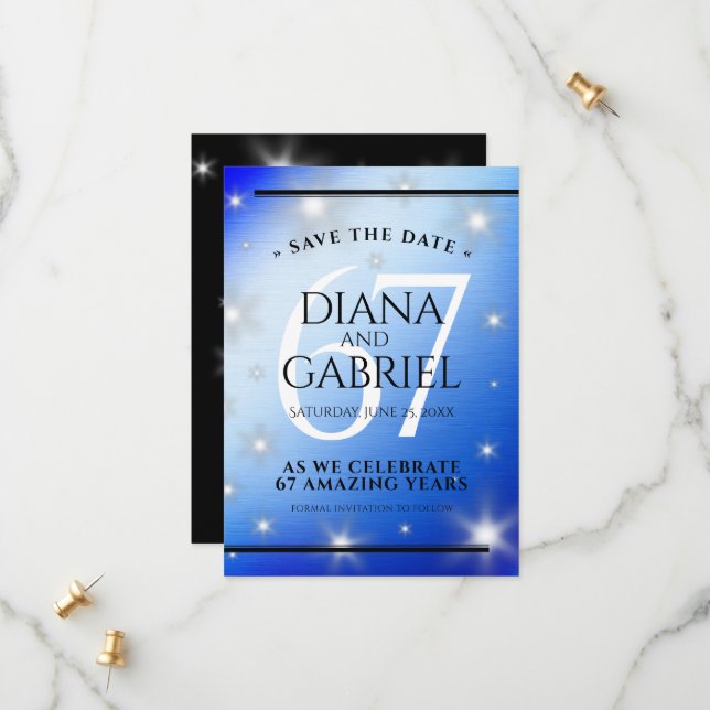 Save The Date Élégant 67e anniversaire Mariage de Star Sapphire (Devant/Arrière en situation)