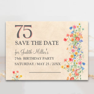 Save The Date Elégant 75ème anniversaire - Design Fleur sauvage