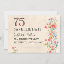 Elégant 75ème anniversaire - Design Fleur sauvage