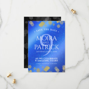 Save The Date Élégant 9e anniversaire Mariage Lapis Lazuli