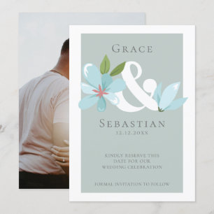 Save The Date Élégant Ampersand Floral Mariage Enregistrer La Da