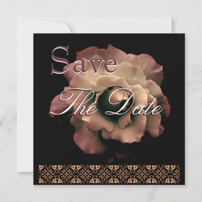 Save The Date Élégant ANTIQUE OR Rose Mariage Enregistrer Date I (Devant)