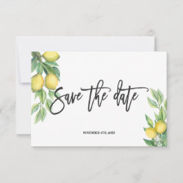 Save The Date Elégant Aquarelle Citron Mariage tropical