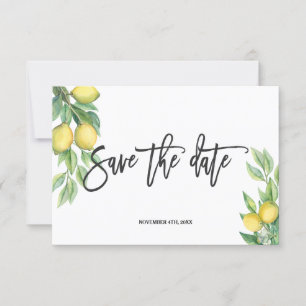 Save The Date Elégant Aquarelle Citron Mariage tropical