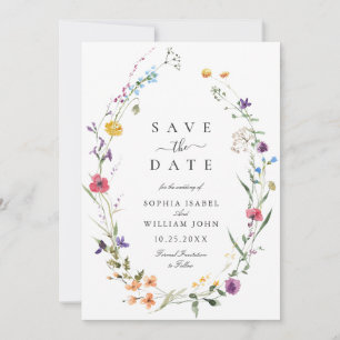 Save The Date Elégant Aquarelle Fleurs sauvages Mariage