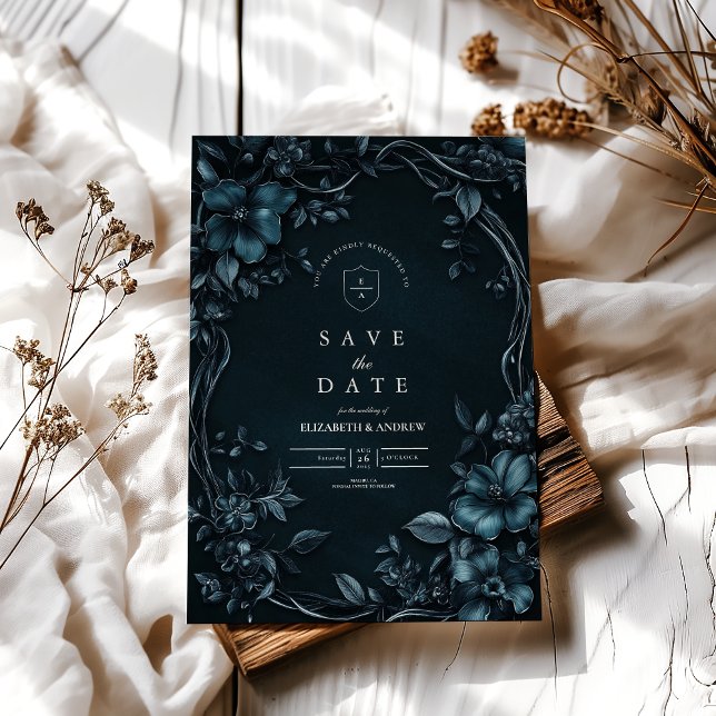 Save The Date Élégant Art Nouveau Floral Halloween Mariage (Créateur téléchargé)