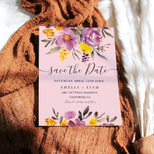 Save The Date Élégant automne hiver violet floral enregistrer la