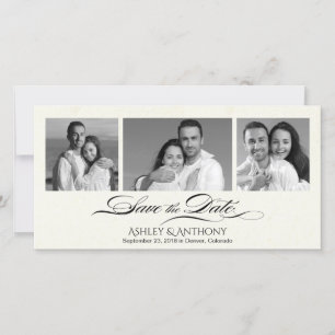 Save The Date Élégant B&W Photo Collage Mariage Enregistrer la d