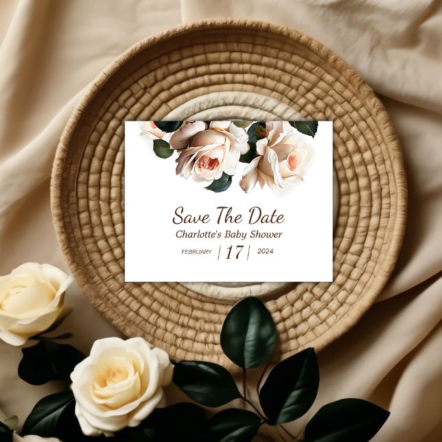 Save The Date Elégant Baby shower Rose beige fille (Save The Date!)