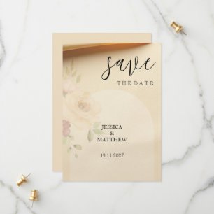 Save The Date Elégant Beau Boho Peach Blush Floral Mariage