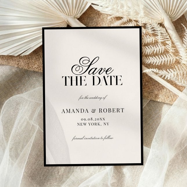 Save The Date Elegant Black and Ivory Old Money Wedding (Créateur téléchargé)