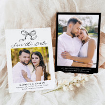 Elégant Black Bow photo mariage Enregistrer la dat