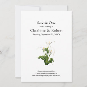 Save The Date Elégant blanc Calla Lily