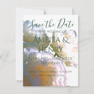 Save The Date Elégant blanc pêche orange roses