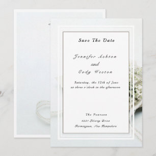 Save The Date Elégant Blanc Sous-Estimé Mariage Enregistrer La D