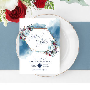 Save The Date Élégant Blue Celestial Blooms, Tout Événement