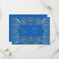 Elégant Blue Regal Gold Wedding Enregistrer La Dat