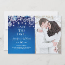Élégant Blue Snowflake Mariage Enregistrer La Date