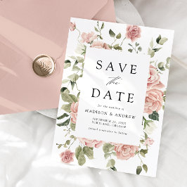 Save The Date Elégant Blush Rose Jardin Mariage