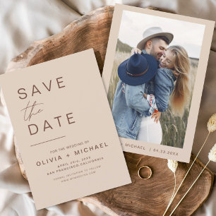 Save The Date Élégant Boho Enregistrer la Date Photo Minimaliste